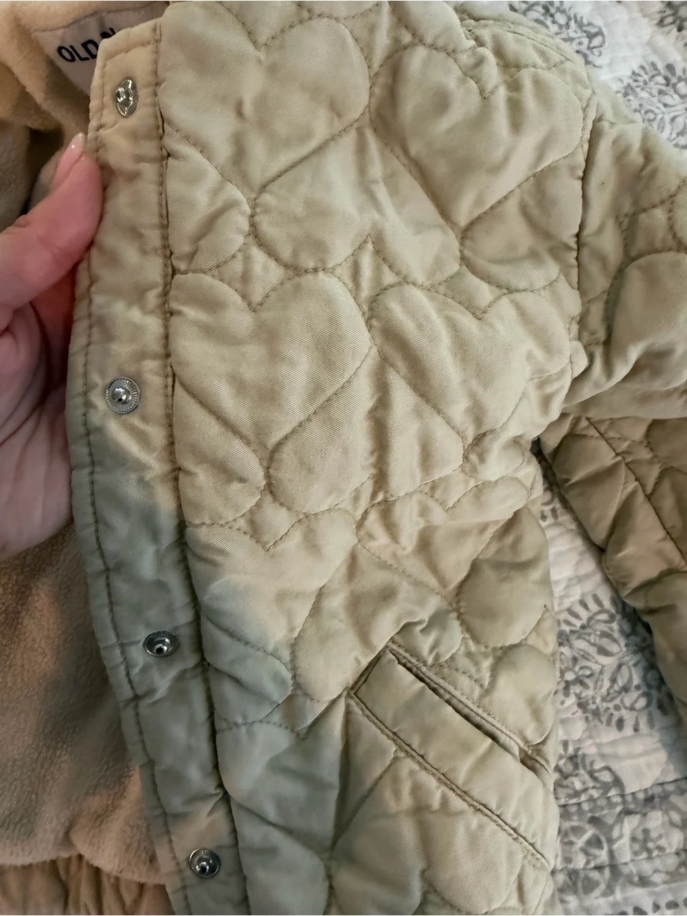 Old Navy Beige Quilted Hooded Puffer Jacket for Kids